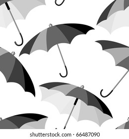 Seamless pattern with black men open ubrellas
