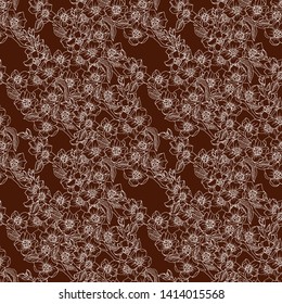 seamless pattern in black monochrome colors with sakura branches