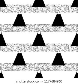 Seamless pattern with black mountain on the white background. Vector illustration