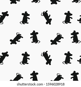 Seamless pattern with black mouse. Vector illustration.