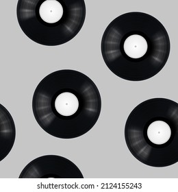 Patrón sin brillo del disco de vinilo musical negro. Plantilla de ilustración de vector