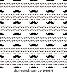 Seamless pattern with black mustache . Vector illustration