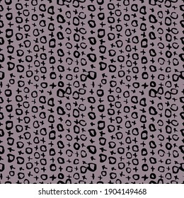 Patrón sin foco con noughts negros y cruces sobre un fondo morado. Dibujo de acuarela. Ilustración vectorial.