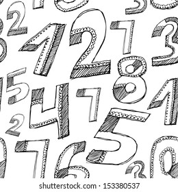 Seamless pattern. Black numbers on a white background. Sketch. vector