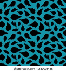 Colección de hojas de roble negro sin foco. fondo de estilo natural escandinavo. Decoración de guardería de temporada, silueta azul. Se puede utilizar para tapizar telas de regalo. Vector 