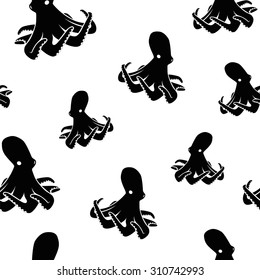 Seamless pattern of black octopuses. EPS 10.