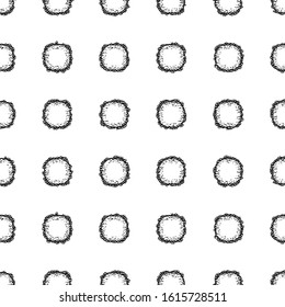 Seamless pattern. Black on a white background, circles of irregular shape.