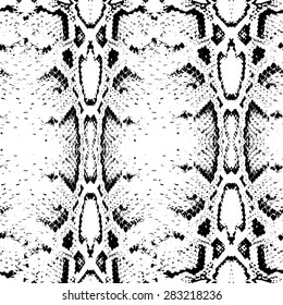 Seamless pattern black on white background. Snake skin texture. Vector illustration