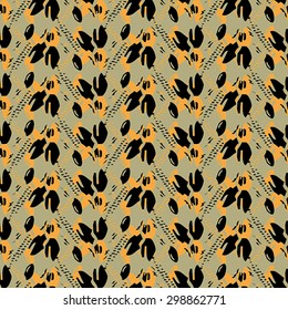 Seamless pattern with black and orange elements