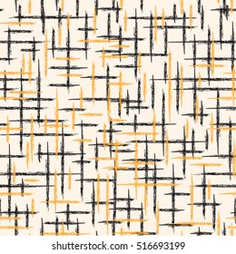 Seamless pattern with black and orange grunge lines