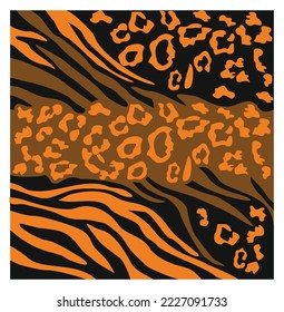 Seamless pattern with black and orange stripes. Zebra print, animal skin, tiger stripes, abstract pattern, line background, fabric. illustration, poster. 