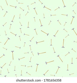 Nahtlose Muster aus schwarzem Gardinen und Kegelhaken mit Griffen auf weißem Hintergrund. Stilvolle Handzeichnung. Endlose monochrome Doodles Muster. Vektorgärtner-Werkzeuge.