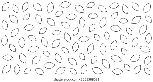 Seamless pattern of black outline leaves on white or transparent background. Minimalistic nature-inspired design for wallpaper or fabric