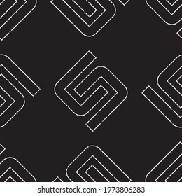 Seamless pattern with black outline S letter texture 6 8121. Seamless vector illustration eps 10.