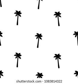 Seamless pattern with black palm trees. Vector illustration