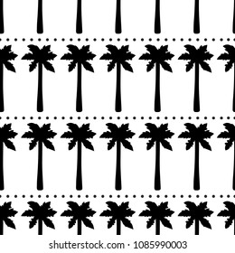 Seamless pattern with black palm trees. Vector illustration