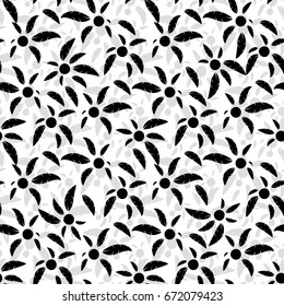 Seamless pattern of black palm trees on a white background