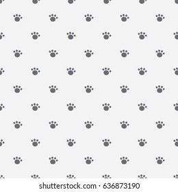 Seamless Pattern of Black Paw on Grey Background