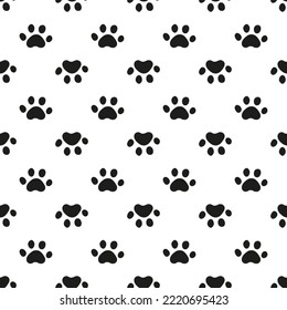 Seamless pattern with black paws