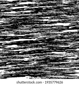 Seamless pattern with black pencil brushstrokes in abstract shapes on white background. Vector illustration