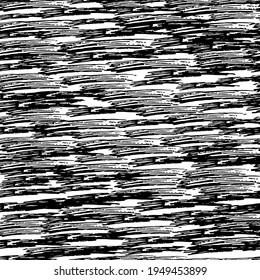 Seamless pattern with black pencil brushstrokes in abstract shapes on white background. Vector illustration