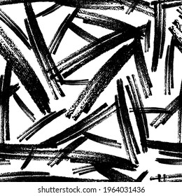 Patrón sin brillo con pinceles de lápiz negro en formas abstractas sobre fondo blanco. Ilustración del vector