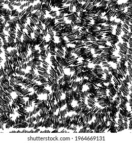 Seamless pattern with black pencil brushstrokes in abstract shapes on white background. Vector illustration