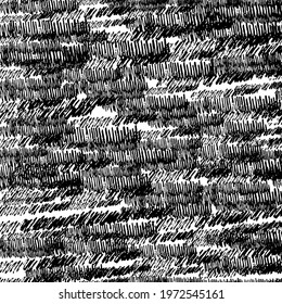 Seamless pattern with black pencil brushstrokes in abstract shapes on white background. Vector illustration