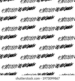 Seamless pattern with black pencil brushstrokes in abstract shapes on white background. Vector illustration