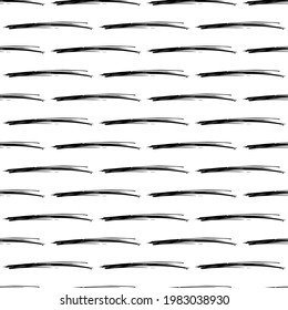 Seamless pattern with black pencil brushstrokes in abstract shapes on white background. Vector illustration