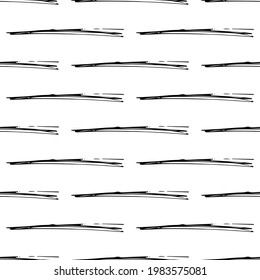 Seamless pattern with black pencil brushstrokes in abstract shapes on white background. Vector illustration