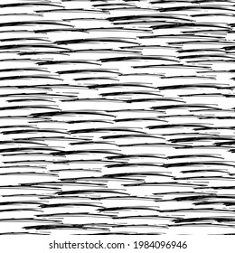 Seamless pattern with black pencil brushstrokes in abstract shapes on white background. Vector illustration