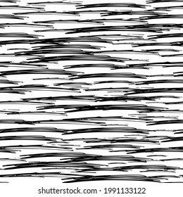 Patrón sin brillo con pinceles de lápiz negro en formas abstractas sobre fondo blanco. Ilustración del vector