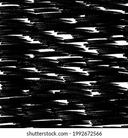 Nahtloses Muster mit schwarzen Pinselstrichen in abstrakten Formen auf weißem Hintergrund. Vektorgrafik