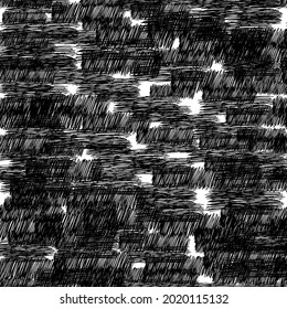 Patrón sin brillo con pinceles de lápiz negro en formas abstractas sobre fondo blanco. Ilustración del vector