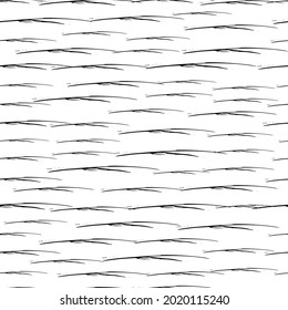 Seamless pattern with black pencil brushstrokes in abstract shapes on white background. Vector illustration