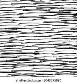 Seamless pattern with black pencil brushstrokes in abstract shapes on white background. Vector illustration