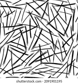 Patrón sin brillo con pinceles de lápiz negro en formas abstractas sobre fondo blanco. Ilustración del vector