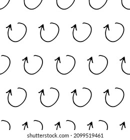 Seamless pattern with black pencil brushstrokes in abstract shapes on white background. Vector illustration