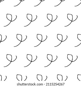 Seamless pattern with black pencil brushstrokes in abstract shapes on white background. Vector illustration