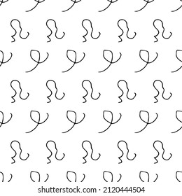 Seamless pattern with black pencil brushstrokes in abstract shapes on white background. Vector illustration