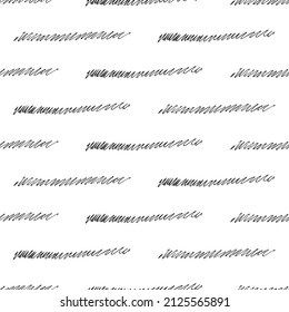 Patrón sin brillo con pinceles de lápiz negro en formas abstractas sobre fondo blanco. Ilustración del vector