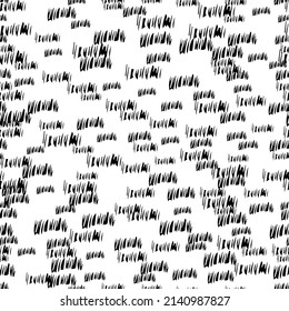 Seamless pattern with black pencil brushstrokes in abstract shapes on white background. Vector illustration