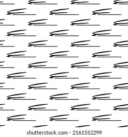 Seamless pattern with black pencil brushstrokes in abstract shapes on white background. Vector illustration