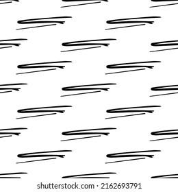 Patrón sin brillo con pinceles de lápiz negro en formas abstractas sobre fondo blanco. Ilustración del vector