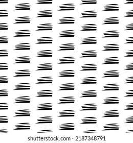 Seamless pattern with black pencil brushstrokes in abstract shapes on white background. Vector illustration