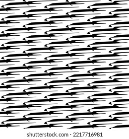 Seamless pattern with black pencil brushstrokes in abstract shapes on white background. Vector illustration