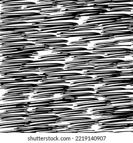 Seamless pattern with black pencil brushstrokes in abstract shapes on white background. Vector illustration