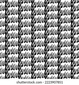 Seamless pattern with black pencil brushstrokes in abstract shapes on white background. Vector illustration