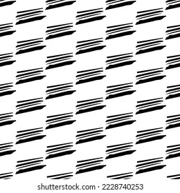 Seamless pattern with black pencil brushstrokes in abstract shapes on white background. Vector illustration